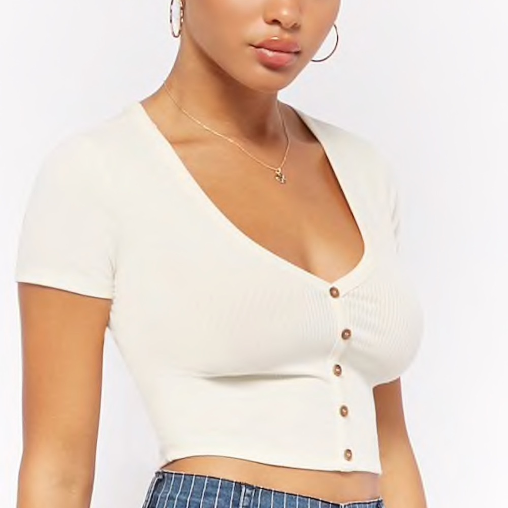 Forever 21 Button-Front Crop Top